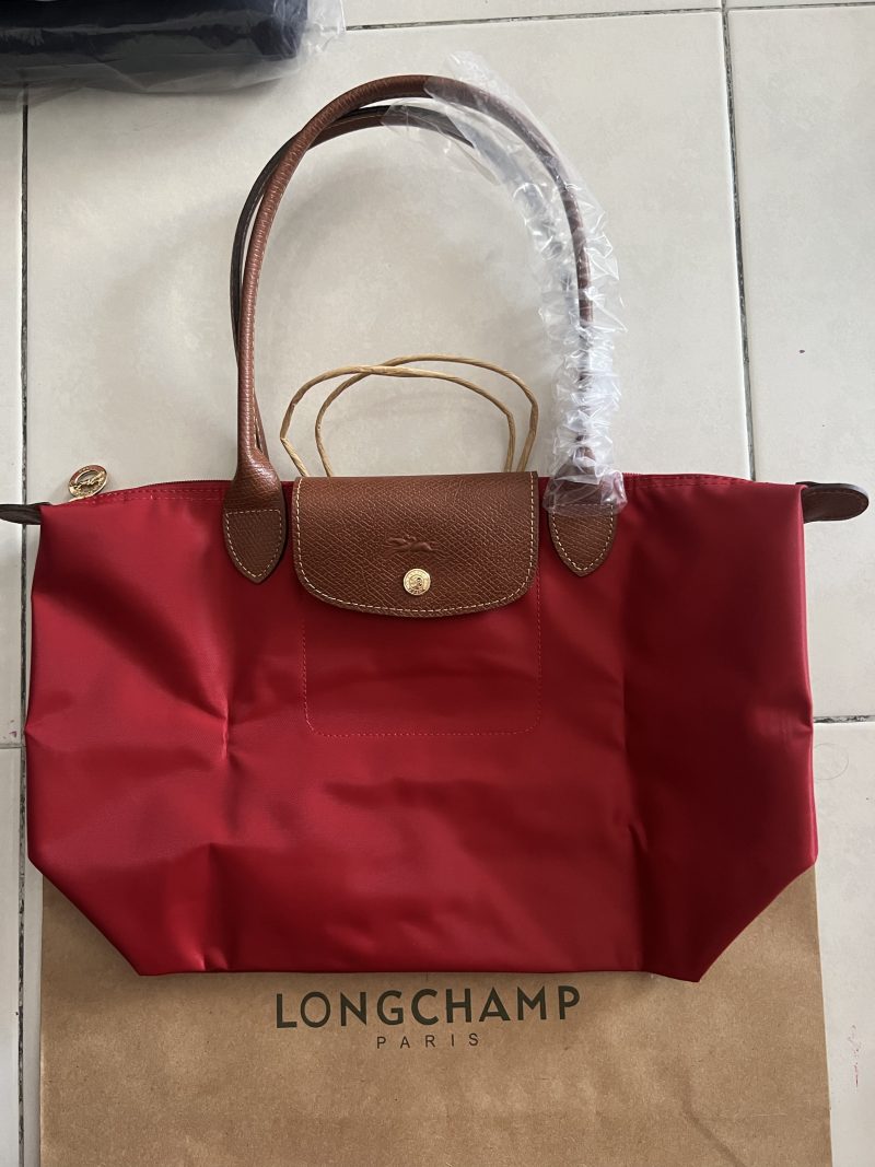 Longchamp Le Pliage Classic / Original Long Handle Red L