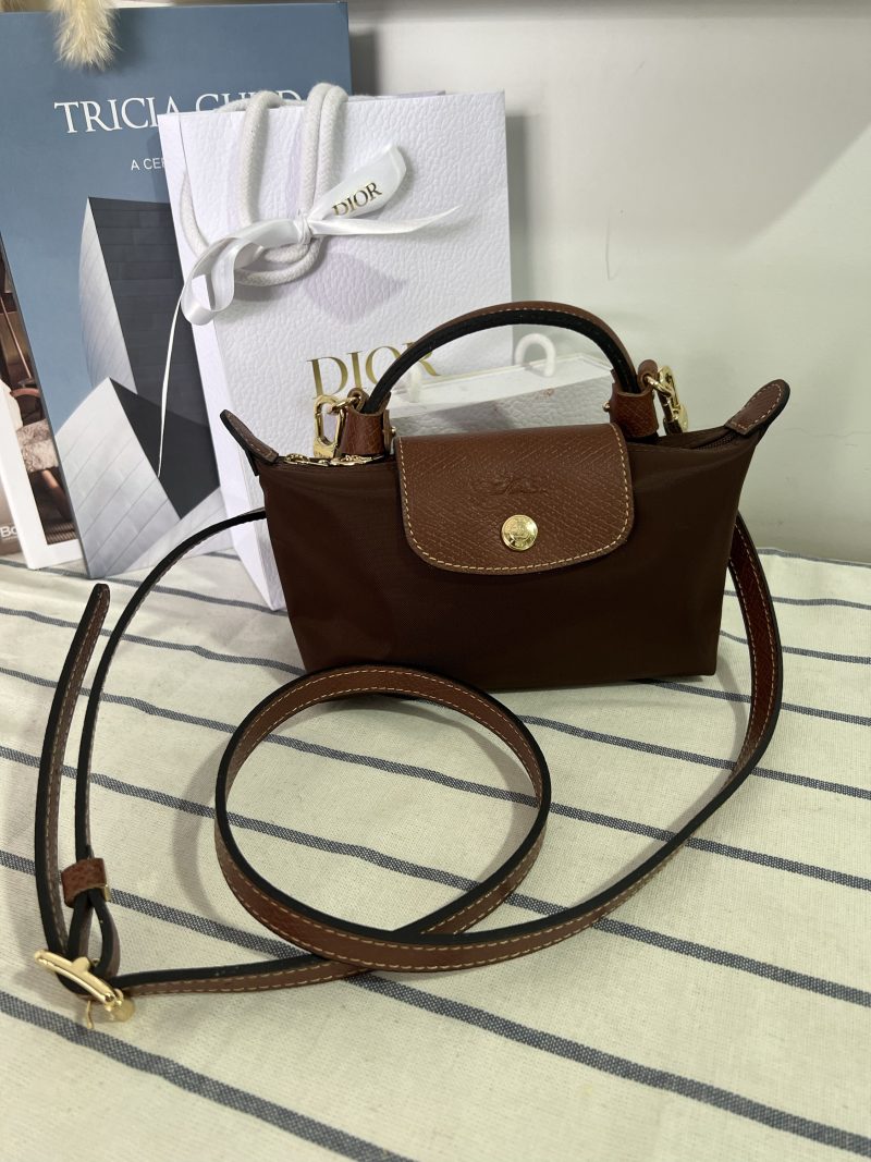 Longchamp Pouch Le Pliage Classic Ebony Chocolate Include Strap