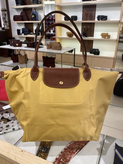 Longchamp Le Pliage Classic / Original Long Handle Yellow Curry M