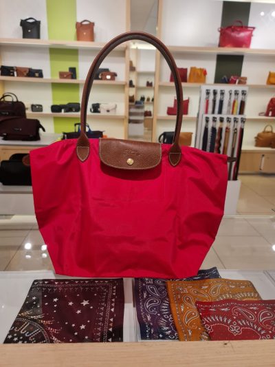 Longchamp Le Pliage Classic / Original Long Handle Red L
