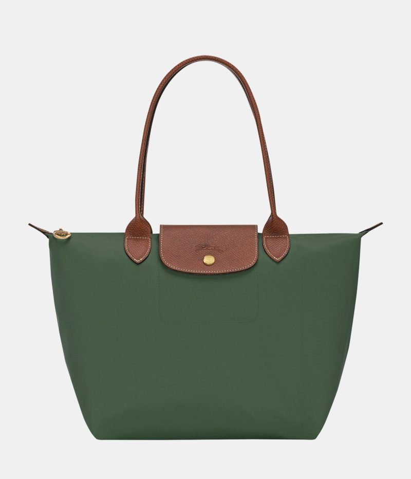 Longchamp Le Pliage Classic / Original Long Handle British Green M