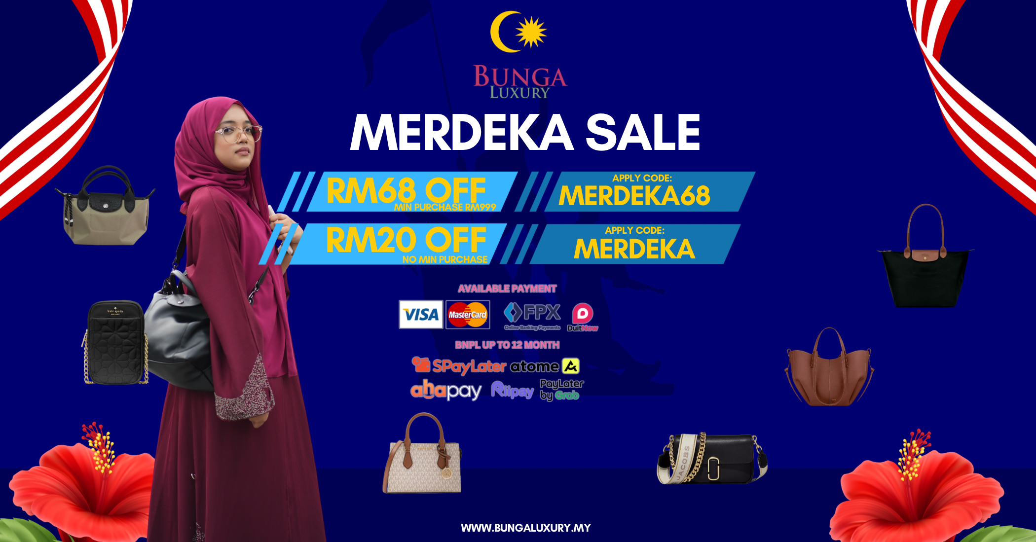 Blue Red Illustrative Happy Merdeka Day Instagram Post (Facebook Ad)