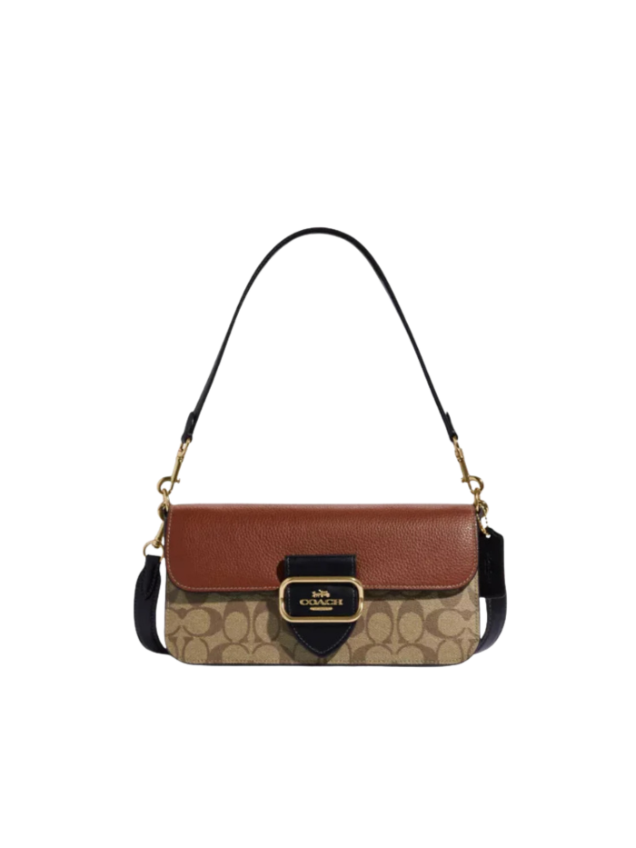Coach Morgan CE560 Shoulder Bag In Colorblock Signature Canvas In Khaki Multi