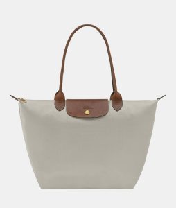 Longchamp Le Pliage Classic / Original Long Handle Pistachio M Pebble Grey