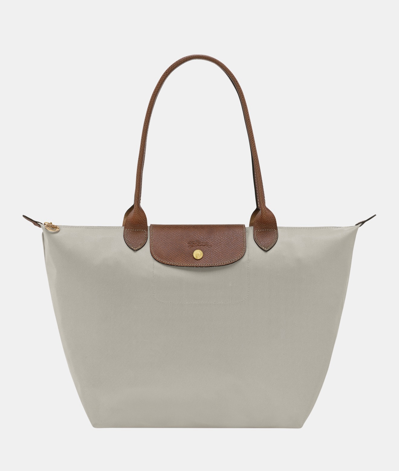 Longchamp Le Pliage Classic / Original Long Handle Pistachio M Pebble Grey