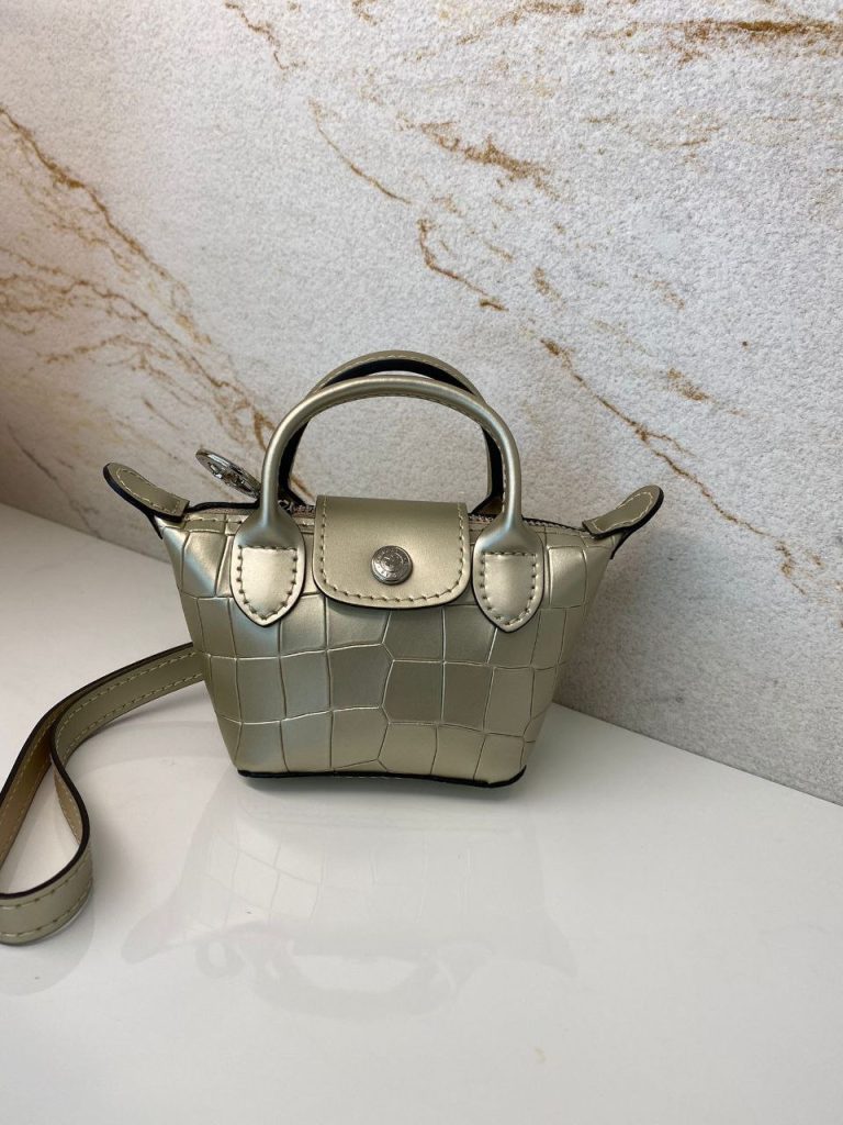 Longchamp Nano Full Leather Platinum
