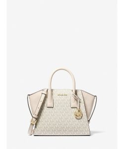 [Pre Order] AVRIL Leather Top-Zip Satchel Small Beiki - MK Signature