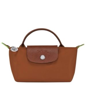 Longchamp Pouch Le Pliage Green Cognac
